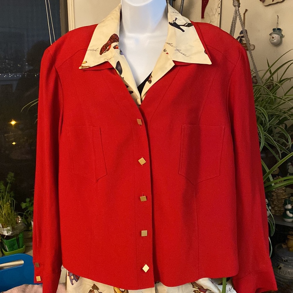 Dana Buchman Vintage Red Blazer w Gold-Toned Buttons, 22W, Never Worn